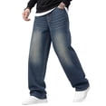 thumbnail image 1 of EMMIOL Men's Wide Leg Baggy Loose Fit Denim Jeans, Y2K Vintage Hip Hop 90s Streetwear, 1 of 7