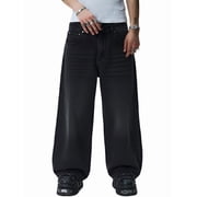 EMMIOL Mens Y2K Baggy Jeans Wide Leg Stretchy Denim Pants, Skater Striped Oversized Streetwear Casual Trousers