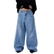 EMMIOL Mens Y2K Baggy Jeans Wide Leg Stretchy Denim Pants, Skater Striped Oversized Streetwear Casual Trousers