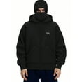 thumbnail image 1 of EMMIOL Men's Y2K Street Double Hat Oversized Hoodie Black Full Face Mask Zip Hoodie with Embroidery, 1 of 8