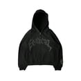 thumbnail image 1 of EMMIOL Women's Y2K Street Oversized Black Hoodie with Gothic Graphic, Roomy Hood & Side Pockets, 1 of 7