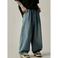 thumbnail image 1 of EMMIOL Men's Y2K Vintage Baggy Wide Leg Jeans 90s Drawstring Waist Loose Fit Hip Hop Denim Pants, 1 of 7