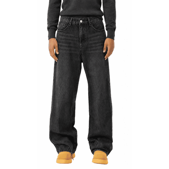 EMMIOL Men's Wide Leg Jeans Y2K Vintage Baggy Jeans 90s Hip Hop Streetwear Loose Fit Denim Pants