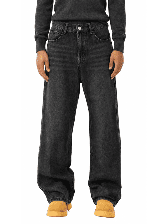 Men's Wide Leg Jeans Y2K Vintage Baggy Jeans 90s Hip Hop Streetwear Loose Fit Denim Pants