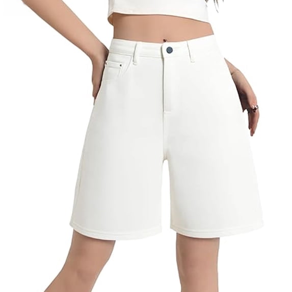 EMMIOL Women's Denim Shorts Baggy Jean Shorts with Mid Waist Y2K Streetwear Fall Long Shorts