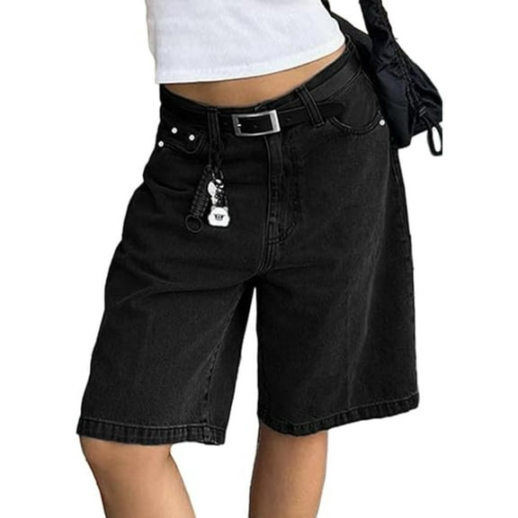 EMMIOL Women's Denim Shorts Mid-Low Waist Jean Shorts for Women,Y2K Vintage Summer Streetwear XS-XXXL