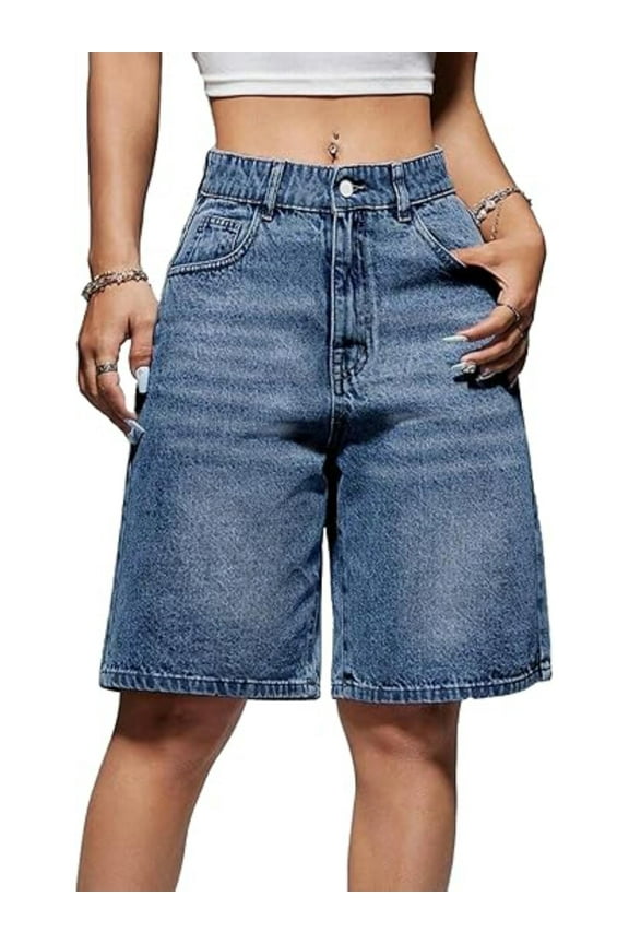 Women's Denim Shorts Mid-Low Waist Jean Shorts for Women,Y2K Vintage Summer Streetwear XS-XXXL