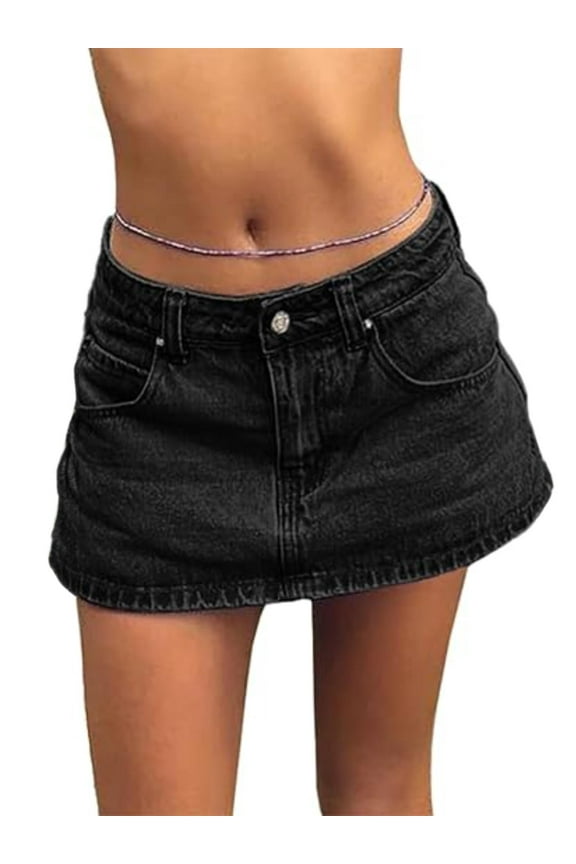 Women's Denim Mini Skirt Low Waist Jean Skirts for Women,Vintage Y2K Style Summer Denim Skirts