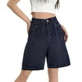 thumbnail image 1 of EMMIOL Women's Denim Shorts Baggy Jean Shorts with Mid Waist Y2K Streetwear Summer Long Shorts, 1 of 6