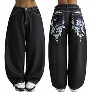 EMMIOL Women Y2K 90s Hip Hop Baggy Boyfriend Jeans Mid-High Rise Wide Leg Denim Streetwear