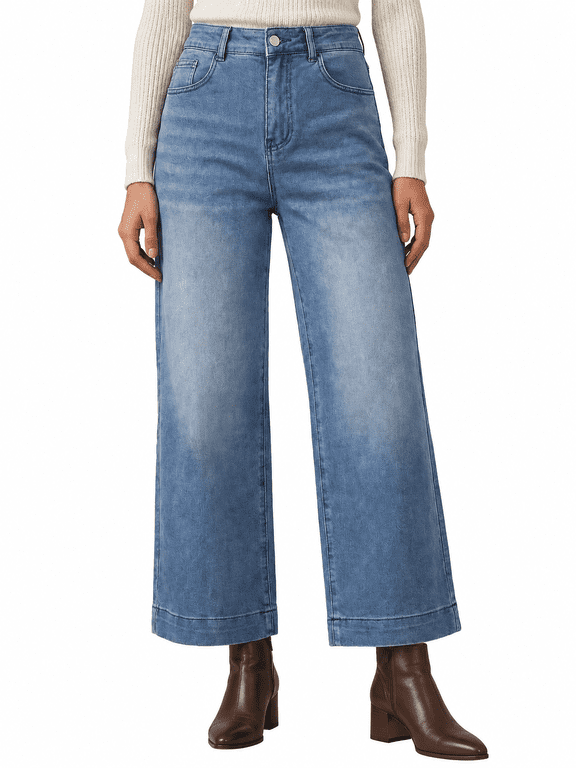 Women's 2026 Vintage Y2K Distressed Mid Waist Wide Leg Denim Jeans