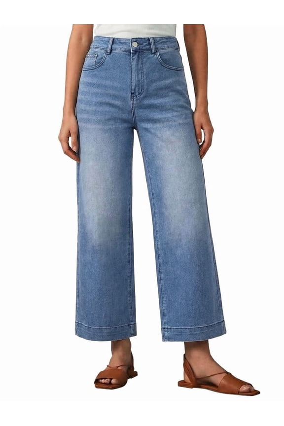 EMMIOL Women's 2026 Vintage Y2K Distressed Mid Waist Wide Leg Denim Jeans