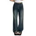 thumbnail image 1 of EMMIOL Women's 90s Vintage Washed Denim Jeans Mid Waist Baggy Boyfriend Fit Wide Leg Pants, 1 of 6