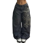 EMMIOL Womens Baggy Barrel Jeans Y2K Vintage Wide Leg Jeans Mid Waist 90s Hip Hop Boyfriend Fit Denim Pants