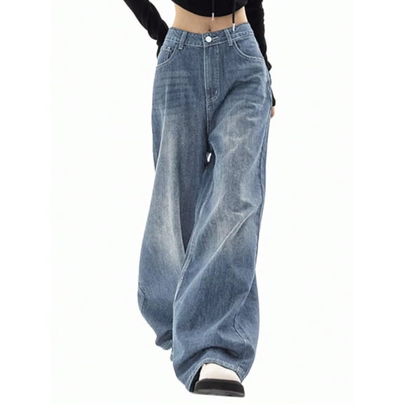 EMMIOL Women's Baggy Jeans High Waist Barrel Jeans Y2K Vintage Wide Leg Fit Jeans 90s Boyfriend Streetwear Denim Pants