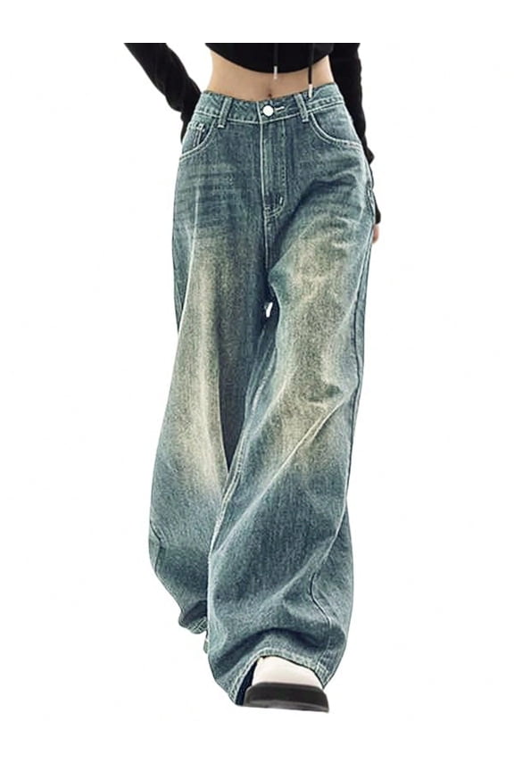 Women's Baggy Jeans High Waist Barrel Jeans Y2K Vintage Wide Leg Fit Jeans 90s Boyfriend Streetwear Denim Pants