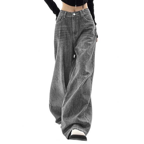 EMMIOL Women's Baggy Jeans High Waist Barrel Jeans Y2K Vintage Wide Leg Fit Jeans 90s Boyfriend Streetwear Denim Pants