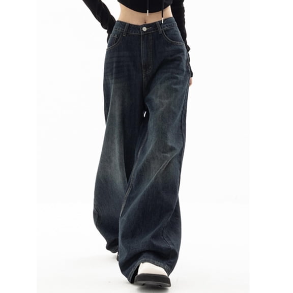 EMMIOL Women's Baggy Jeans High Waist Barrel Jeans Y2K Vintage Wide Leg Fit Jeans 90s Boyfriend Streetwear Denim Pants