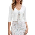 thumbnail image 1 of EMMIOL Women's Bolero Shrug 3/4 Sleeve Cropped Cardigan Knit Sweaters Open Front Casual Elegant Jacket for Dresses, 1 of 8