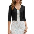thumbnail image 1 of EMMIOL Women's Bolero Shrug 3/4 Sleeve Cropped Cardigan Knit Sweaters Open Front Casual Elegant Jacket for Dresses, 1 of 8