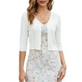 thumbnail image 1 of EMMIOL Women's Bolero Shrug 3/4 Sleeve Cropped Cardigan Knit Sweaters Open Front Casual Elegant Jacket for Dresses, 1 of 8