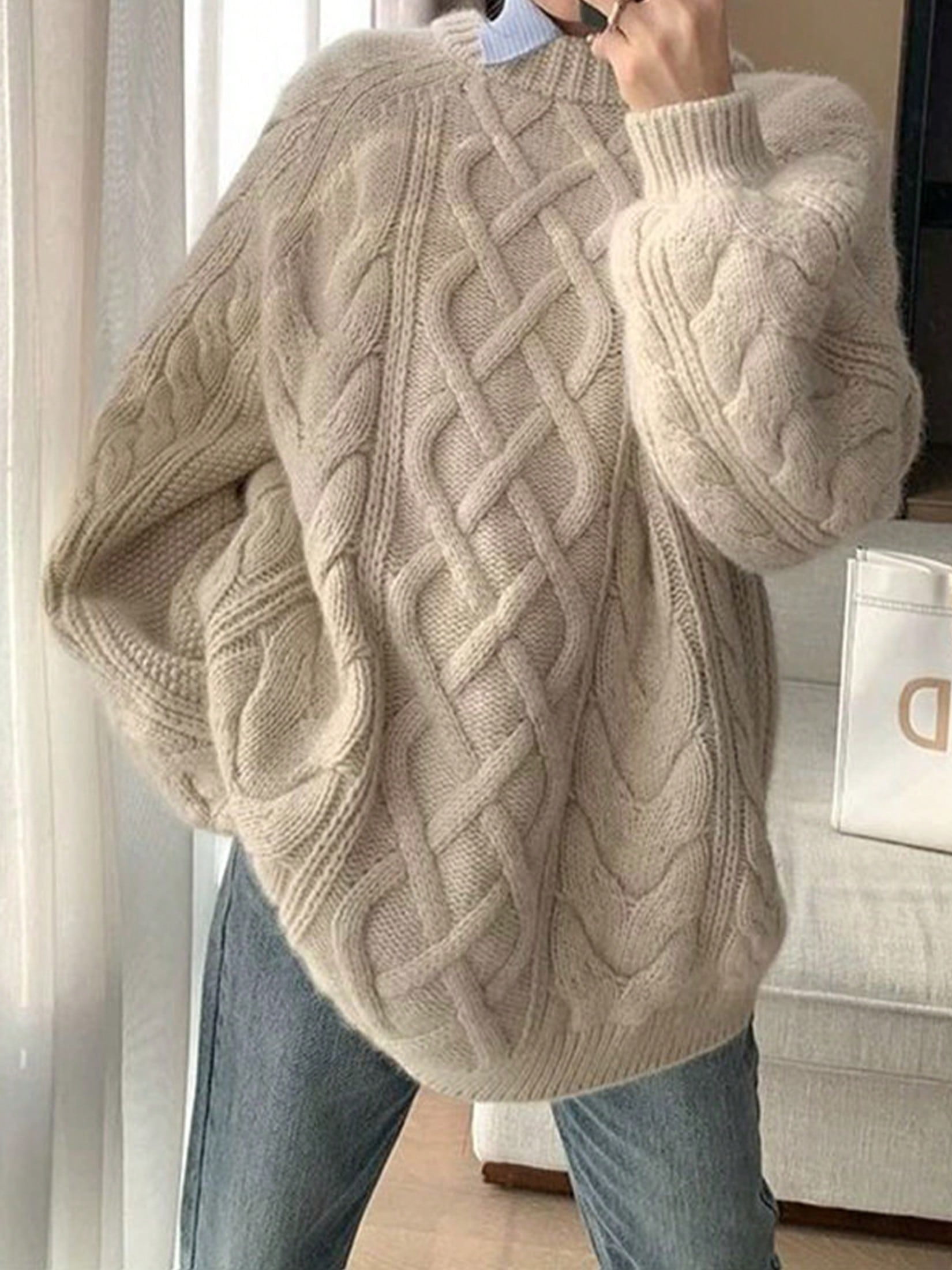 Women's Crew Neck Long Sleeve Chunky Knit Sweater main image 0