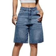 EMMIOL Womens Denim Shorts Mid-Low Waist Jean Shorts for Women,Y2K Vintage Fall Streetwear XS-L