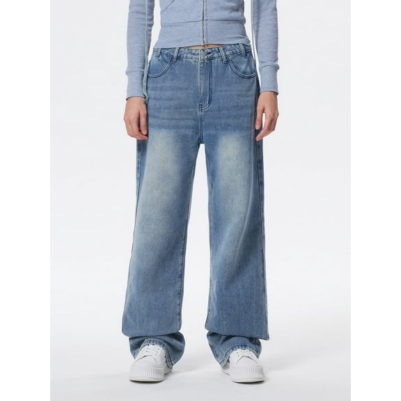 EMMIOL Women's High Rise Baggy Barrel Jeans Y2K Vintage Wide Leg Jeans Dark Wash Boyfriend Denim Pants