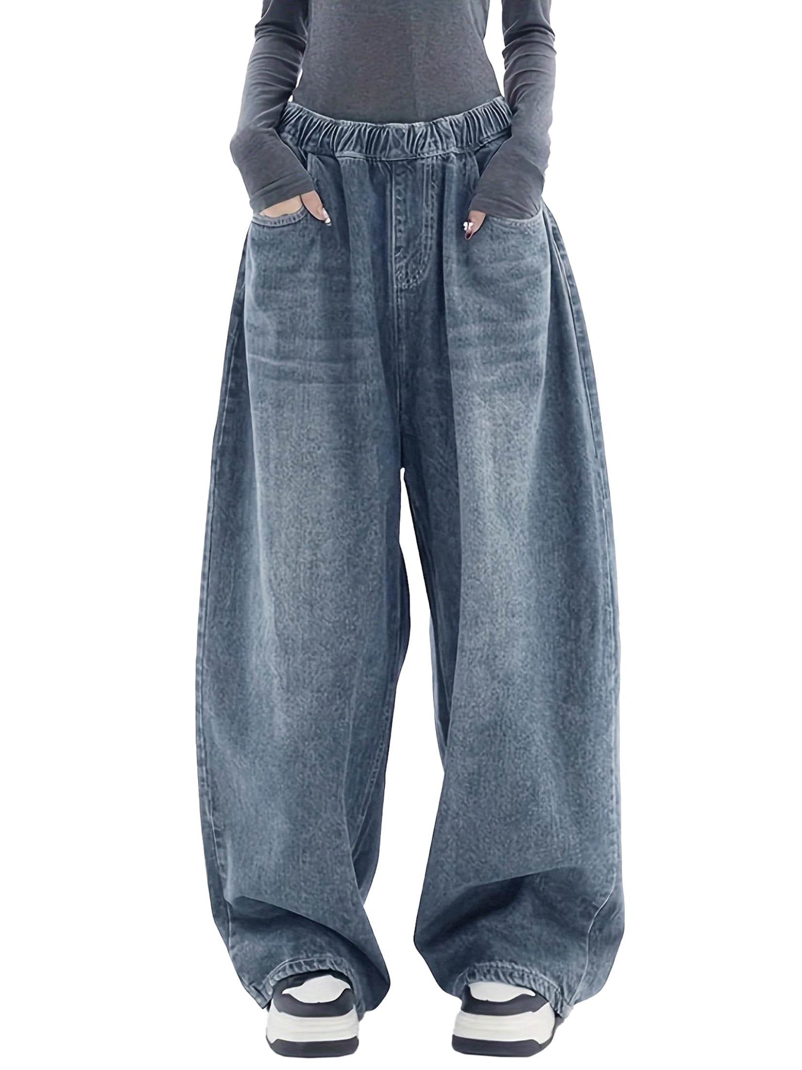 Retro Stylish Loose Fit Baggy Jeans in High-Waist for Women main image 0