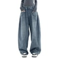 thumbnail image 1 of EMMIOL Women's High Rise Baggy Barrel Jeans Y2K Vintage Wide Leg Jeans with Elastic Waist Dark Wash Boyfriend Denim Pants, 1 of 8