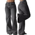thumbnail image 1 of EMMIOL Women's High Waist Slim Fit Flare Jeans Y2K 90s Bell Bottoms Vintage Washed Denim for Casual,Streetwear, 1 of 8