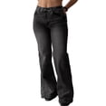 thumbnail image 1 of EMMIOL Women's High Waist Slim Fit Flare Jeans Y2K 90s Bell Bottoms Vintage Washed Denim for Casual,Streetwear, 1 of 8
