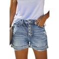 thumbnail image 1 of EMMIOL Women's High Waisted Rolled Denim Shorts Casual Ripped Summer Hot Shorts with Pockets Frayed Distressed Style, 1 of 6