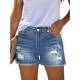 thumbnail image 1 of EMMIOL Women's High Waisted Rolled Denim Shorts Casual Ripped Summer Hot Shorts with Pockets Frayed Distressed Style, 1 of 6