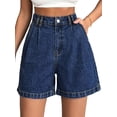 thumbnail image 1 of EMMIOL Women's High Waisted Wide Leg Denim Shorts Stretchy 2026 Summer Casual Jean Shorts with Pockets Trendy Loose Fit Y2K Streetwear, 1 of 9