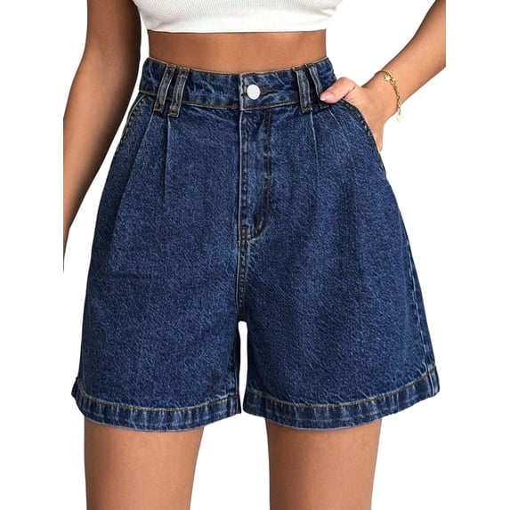 EMMIOL Women's High Waisted Wide Leg Denim Shorts Stretchy 2026 Summer Casual Jean Shorts with Pockets Trendy Loose Fit Y2K Streetwear