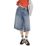 Jean Leg Sticker EMMIOL Women's Jean Shorts Y2K Mid Waist Baggy Wide Leg Denim Shorts ...