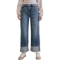 thumbnail image 1 of EMMIOL Women's Mid Rise Boyfriend Patchwork Straight & Wide Leg Denim Pants Trendy 2026 Jeans, 1 of 6