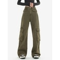 thumbnail image 1 of EMMIOL Women's Mid Waisted Wide Leg Cargo Jeans Y2K Vintage Boyfriend Denim Pants with Multi Pockets, 1 of 6