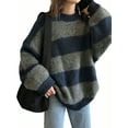 thumbnail image 1 of EMMIOL Women's Christmas Oversized Stripe Sweater 2025 Fall Y2K Trendy Crewneck Knit Top,Loose Fit Long Sleeve Pullover, 1 of 7