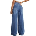 thumbnail image 1 of EMMIOL Women's Wide Leg Baggy Jeans Mid Rise Butt Lifting Stretchy Denim Pants Back Patchwork Boyfriend Jeans, 1 of 6