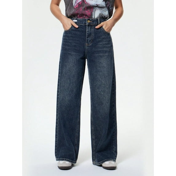 EMMIOL Women's Wide Leg Jeans Y2K Elastic High Waist Baggy Jeans Vintage Fall Denim Pants for Casual/Streetwear
