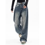 EMMIOL Womens Y2K Barrel Baggy Jeans Stretch High Waist Wide Leg Jeans Vintage Boyfriend Denim Pants