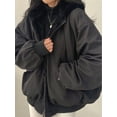 thumbnail image 1 of EMMIOL Christmas Women's Y2K Reversible Oversize Fleece Hooded Jacket Sherpa Lined Long Sleeve Zip-Up Puffer Jacket,2025 Winter Warm Coat, 1 of 5