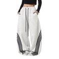 thumbnail image 1 of EMMIOL Women's Y2K Striped Baggy Sweatpants, High Waisted Wide Leg Casual Joggers with Drawstring Waist and Cuffs, 1 of 8