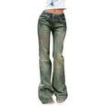 thumbnail image 1 of EMMIOL Women's Y2K Vintage Flare Jeans 90s Mid Rise Bootcut Denim Pants Retro Stretch Fit Jeans, 1 of 7