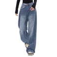thumbnail image 1 of EMMIOL Women's Y2K Barrel Baggy Jeans Stretch High Waist Wide Leg Jeans Vintage Boyfriend Denim Pants, 1 of 7