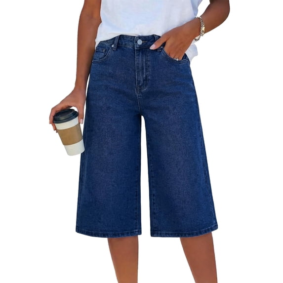 EMMIOL Women's High Waisted Baggy Denim Bermuda Shorts - Y2K Wide Leg Casual Trendy Streetwear Summer Shorts