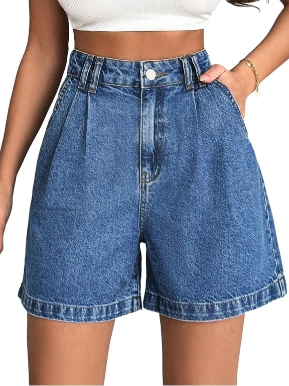 EMMIOL Women's High Waisted Wide Leg Denim Shorts Stretchy 2026 Summer Casual Jean Shorts with Pockets Trendy Loose Fit Y2K Streetwear