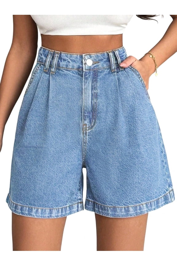 EMMIOL Women's High Waisted Wide Leg Denim Shorts Stretchy 2026 Summer Casual Jean Shorts with Pockets Trendy Loose Fit Y2K Streetwear